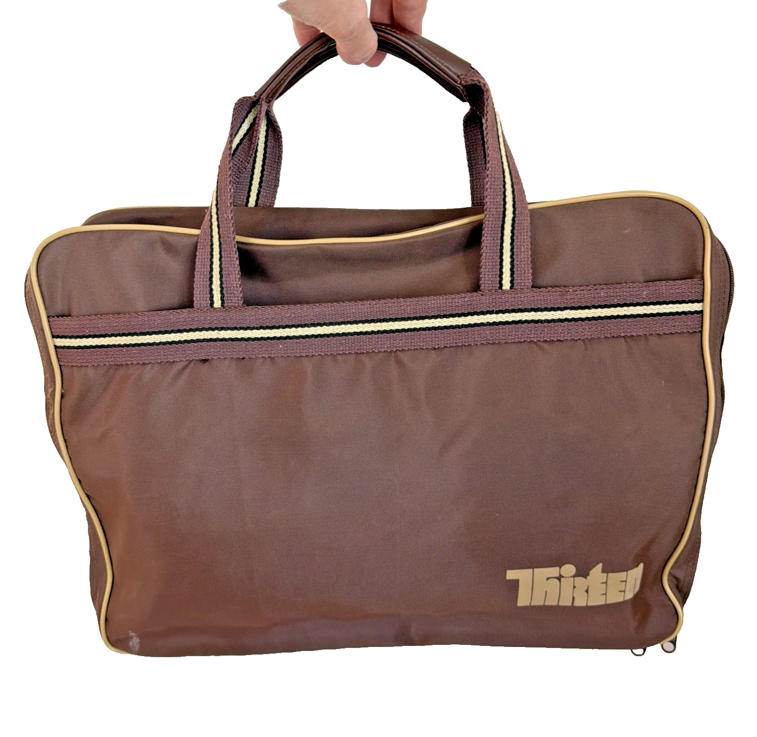 Vintage 1980s PBS Channel 13 THIRTEEN WNET Duffle Bag 19 in Brown Nylon Travel