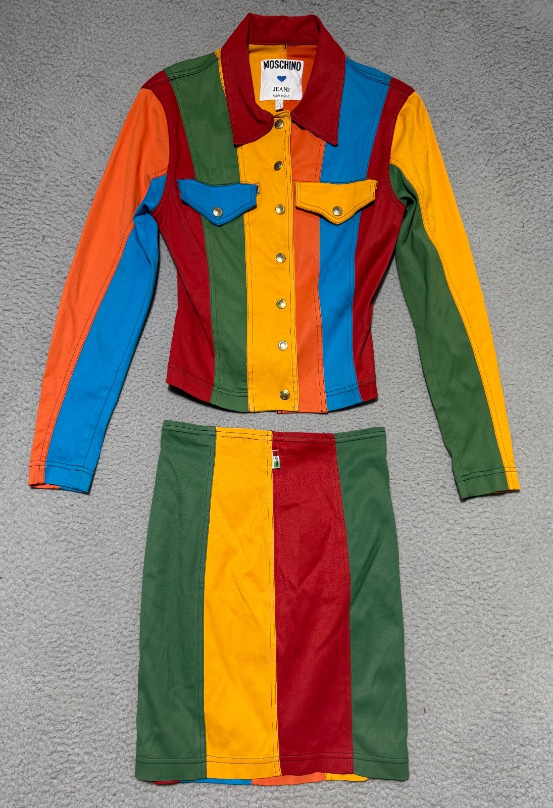 Rare Vintage MOSCHINO late 80’s early 90’s Jacket & Skirt set Size 8 Made Italy
