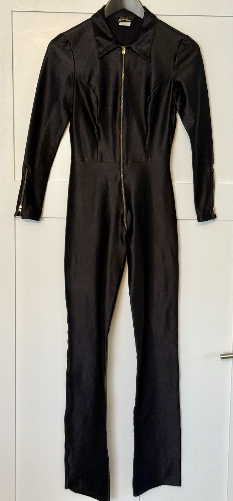 Rare Vintage LE’ GAMBI Black Spandex Disco Jumpsuit 1980’s Rock Metal