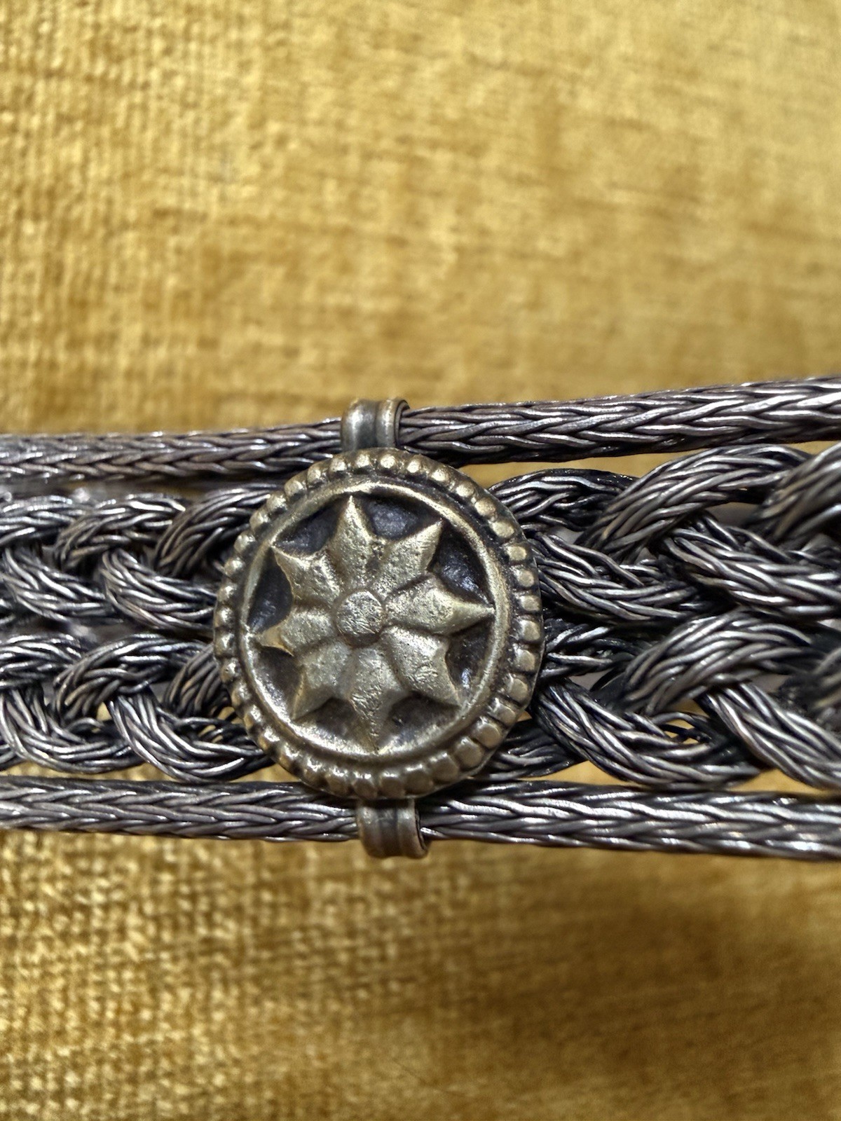 Vintage Indian Silver Braided 32” Deity Ceremonial Belt