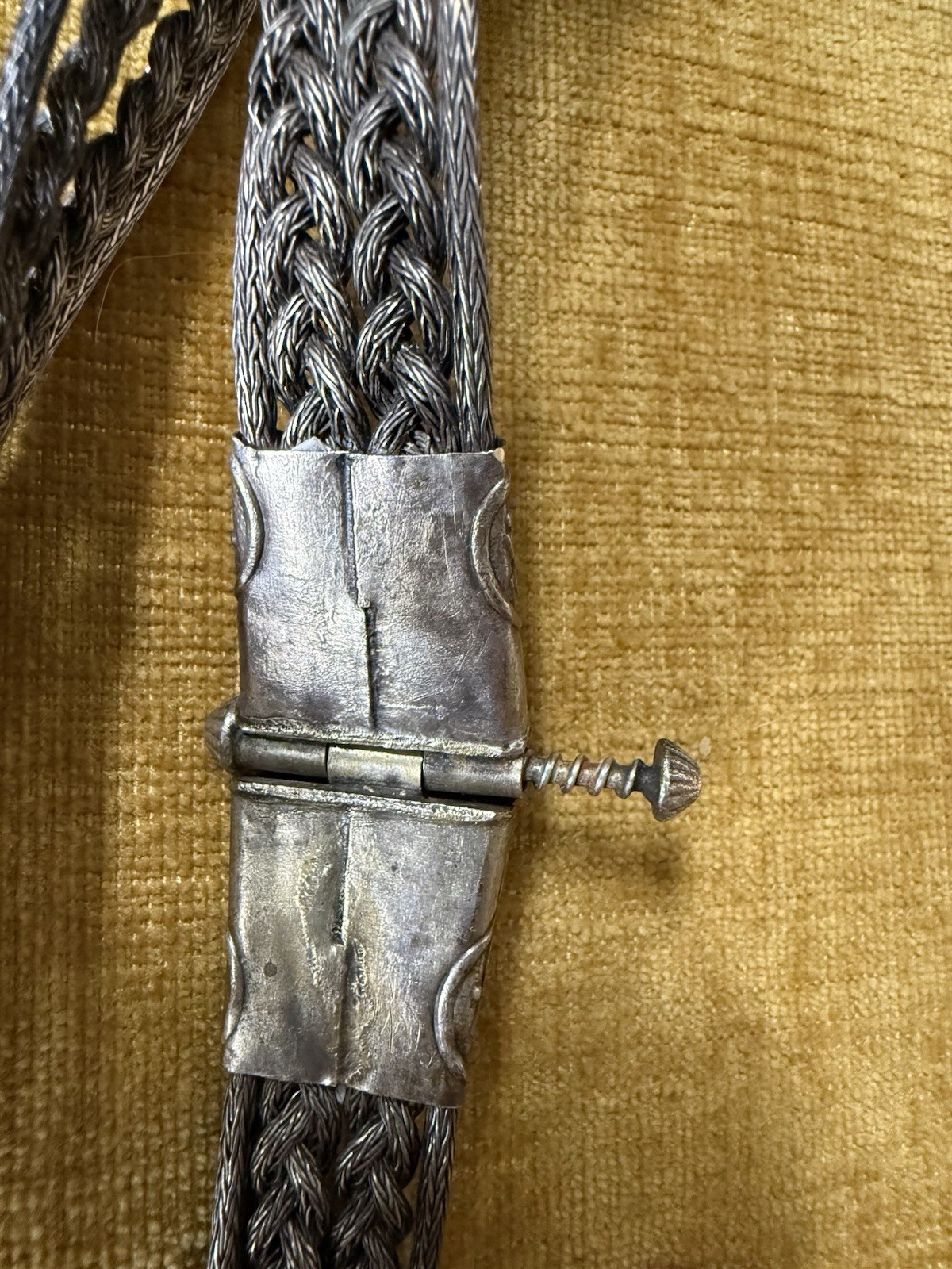 Vintage Indian Silver Braided 32” Deity Ceremonial Belt