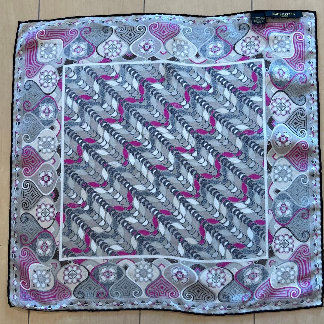EMILIO PUCCI Silk Scarf Handkerchief Multicolor 16×16.5in Near Mint Italy