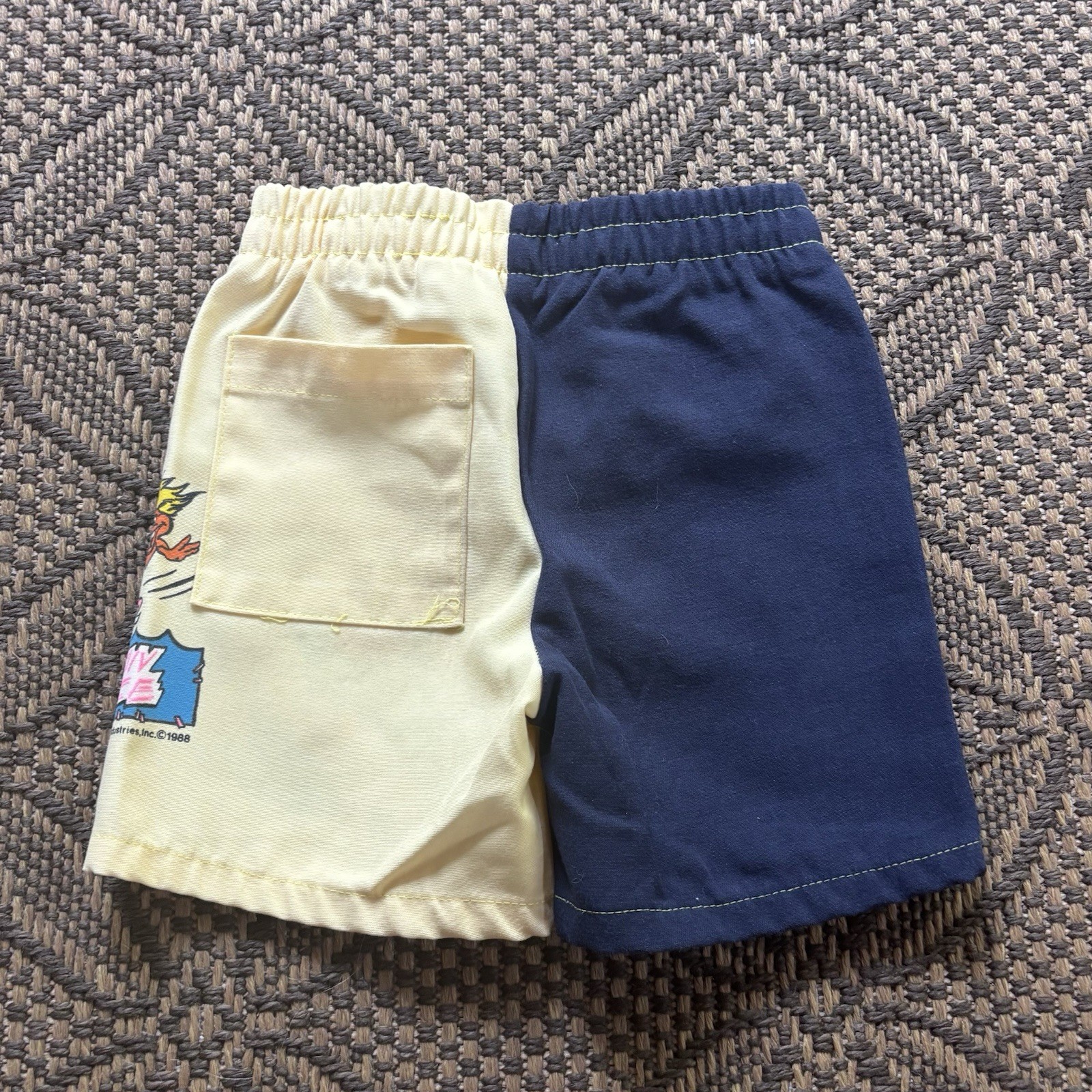 Children’s Vintage 1988 PCA Apparel “Turn on the Juice” Color Block Beach Shorts