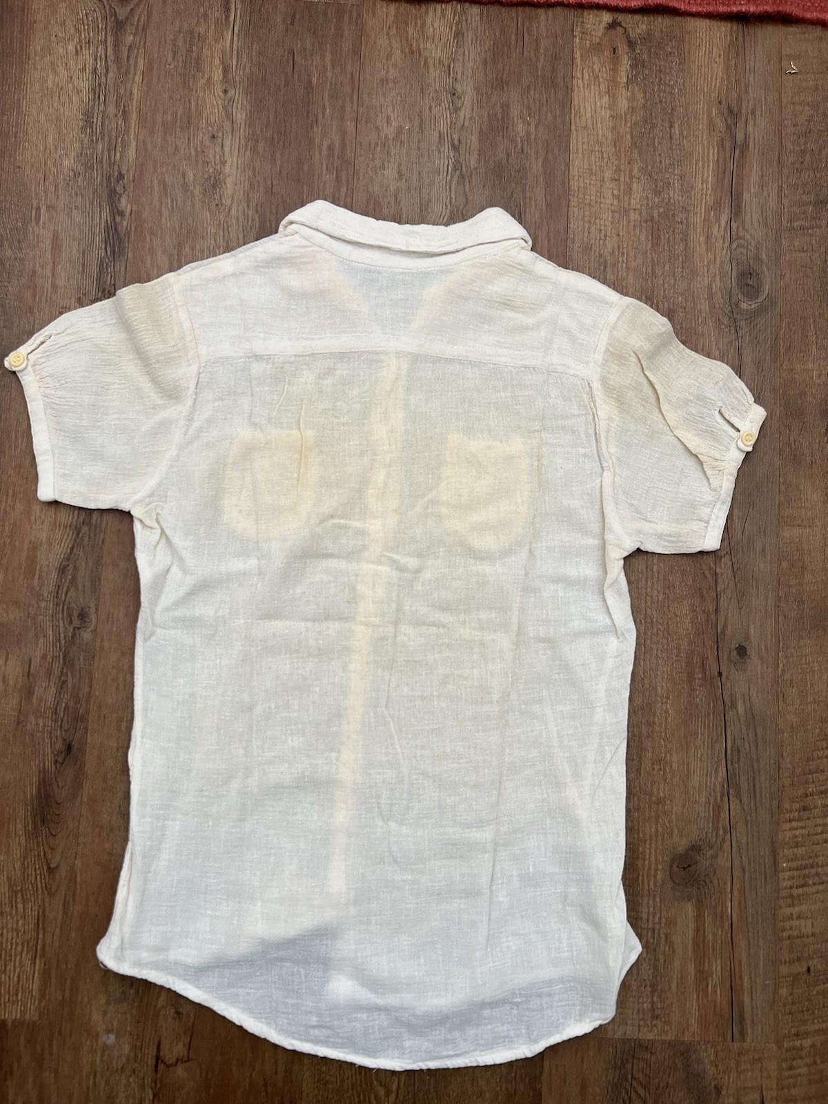 Vtg 60s Cotton Linen Pocket Distressed Shirt Hippie India Women’s S/M Hippie