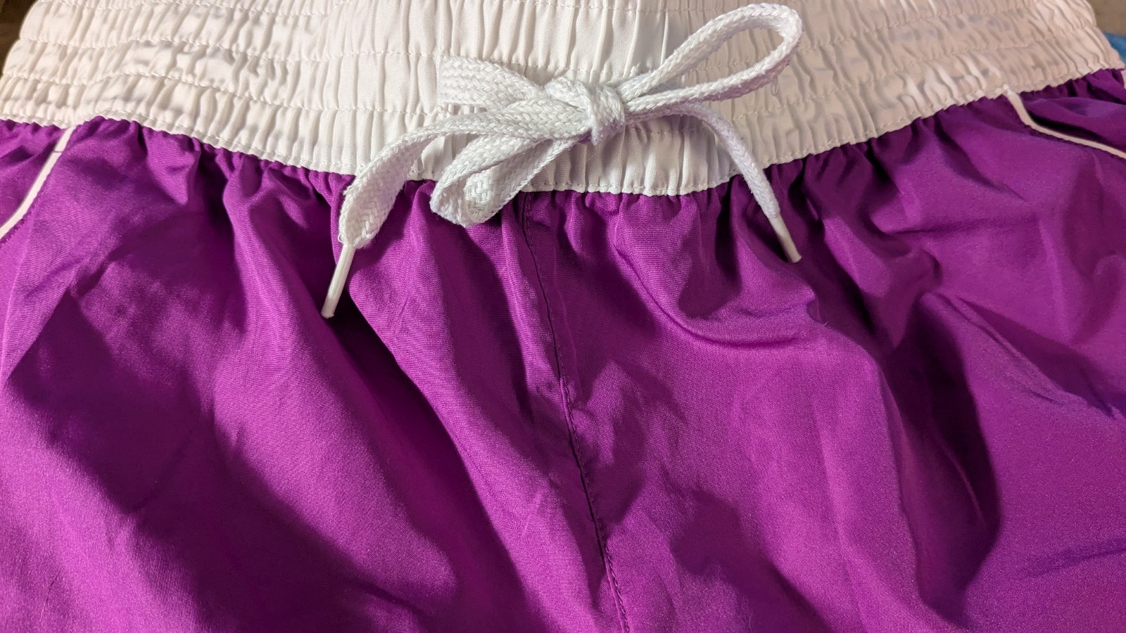 Vintage OP Ocean Pacific Short Shorts Jr Size 15/17 Purple White Elastic Waist