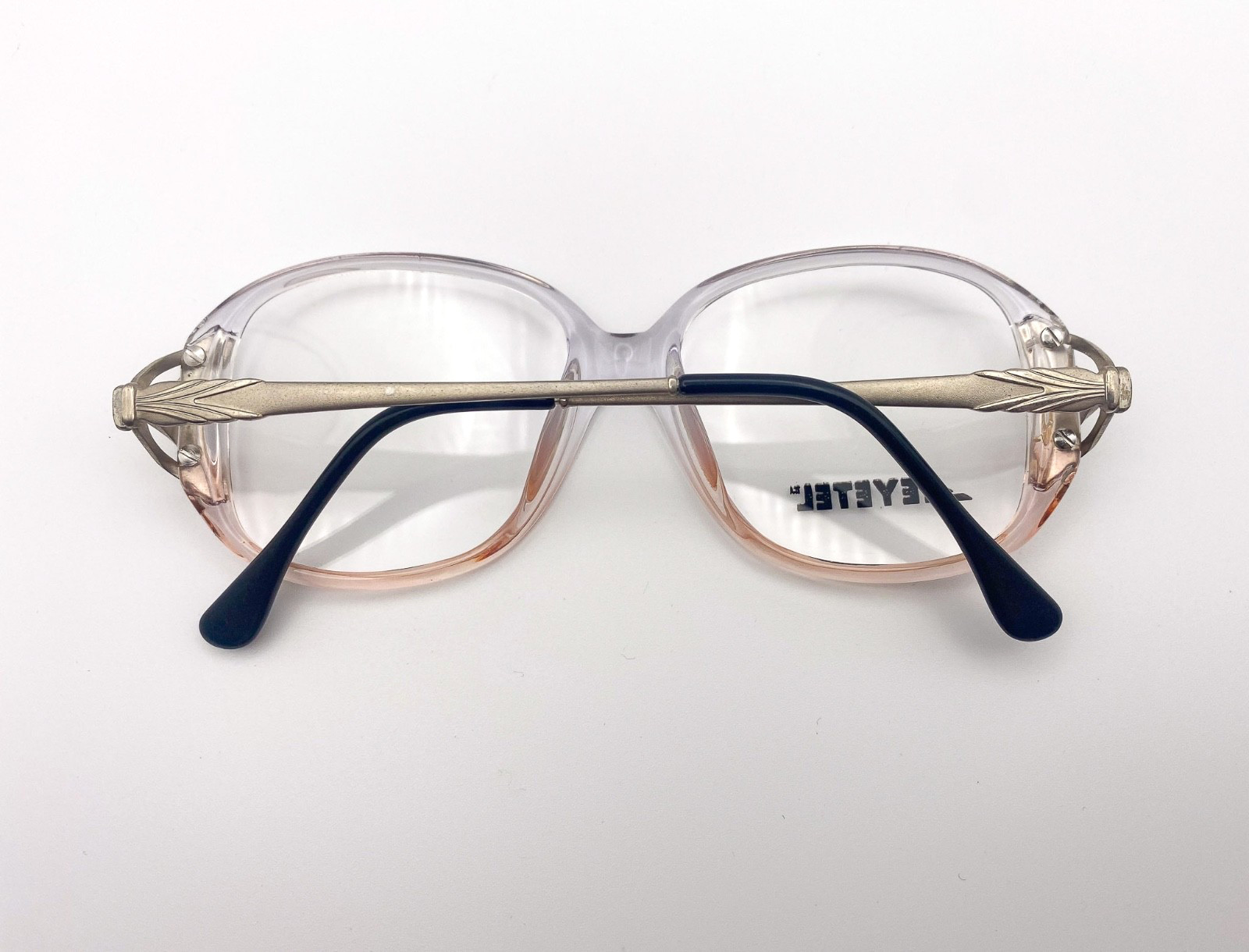 Vintage 1970s Eyetel Oversized Clear Eyeglasses Soft Grey / Pink NOS