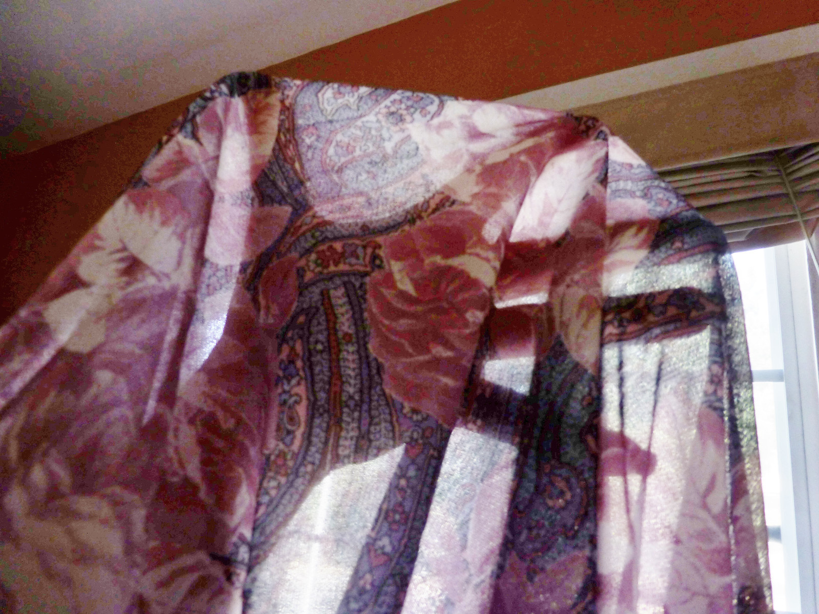 New VTG 70s Micro Pleat Mauve Rose Floral print Boho Cocktail Secretary DRESS ML