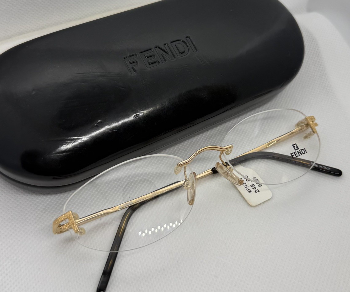 Fendi FN266 Rimless Eyeglasses Frames Gold 53□17 135 Made in Italy w/ Case