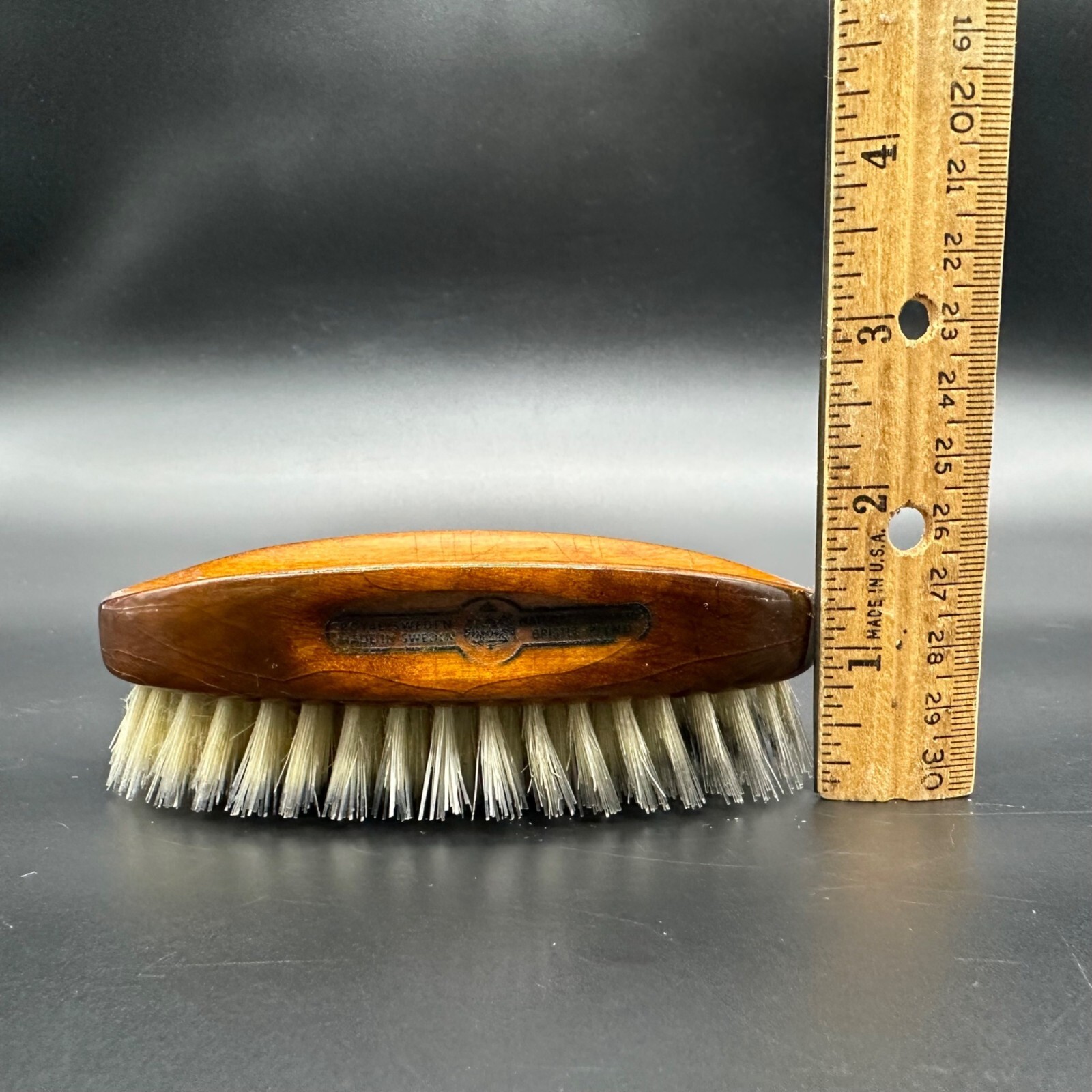 Vintage Shoe Brush Royal Sweden Wooden Natural Synthetic Bristles Oval Retro