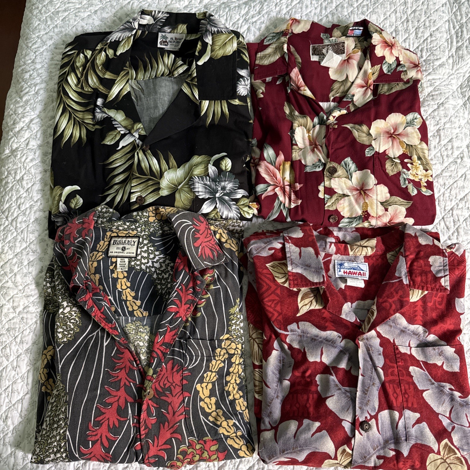 Vintage lot of 15 Men’s Hawaiian Aloha shirts- Rayon & Cotton-size M- XL