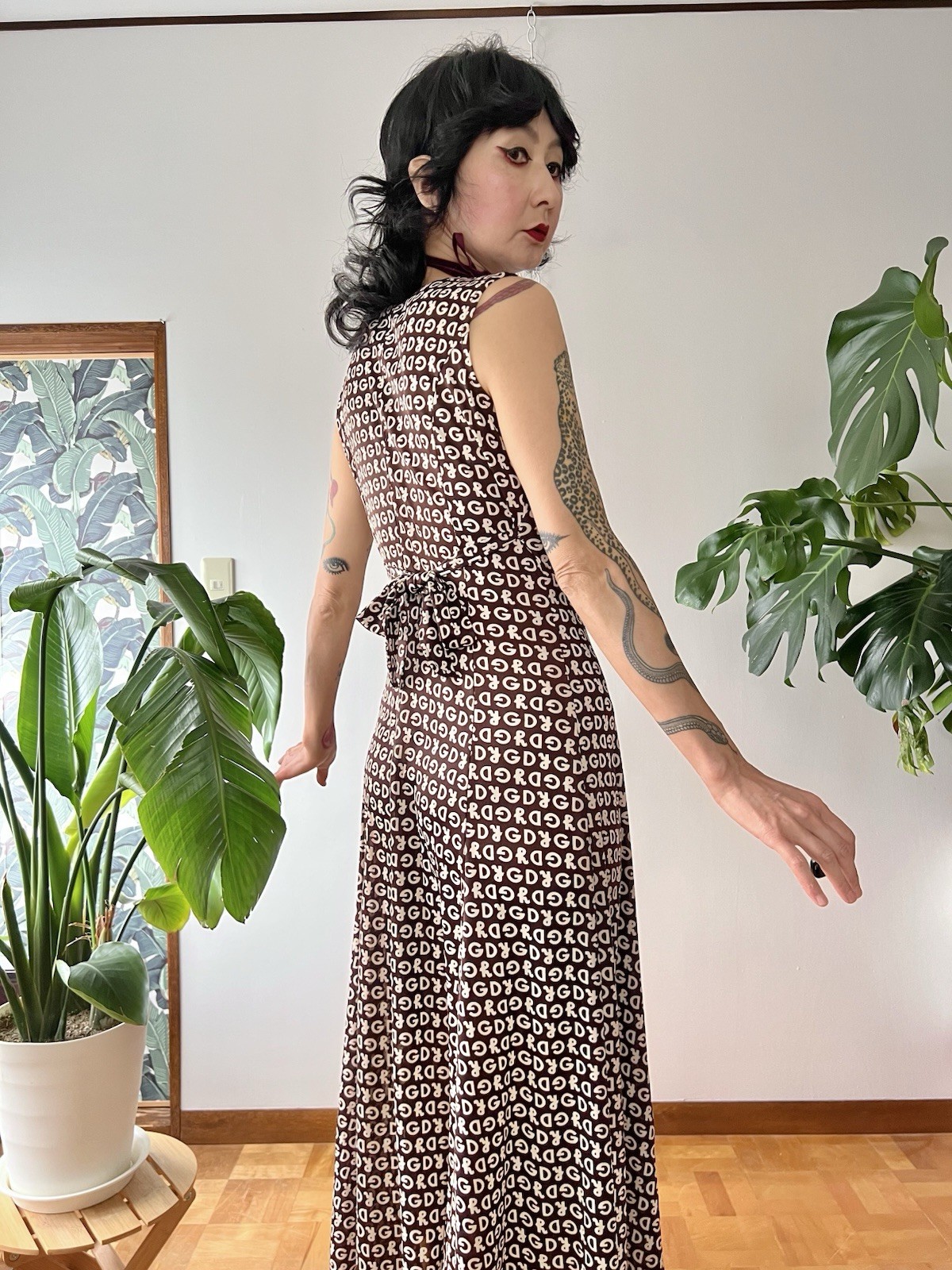 Vintage Graphic Novelty Letter Print Stretch Midi Dress XS-L Pop Art 90s 70s
