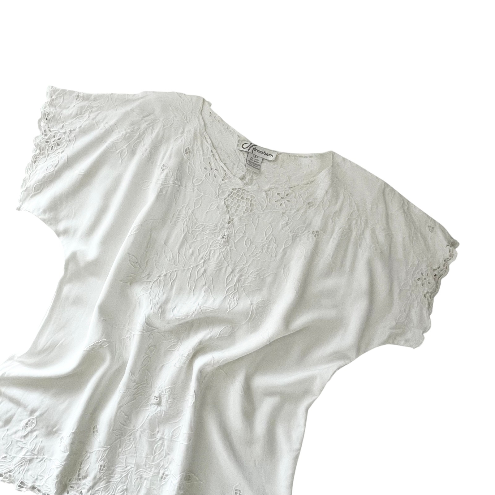 Vintage Dressbarn Bohemian White Blouse: 90s, Y2K