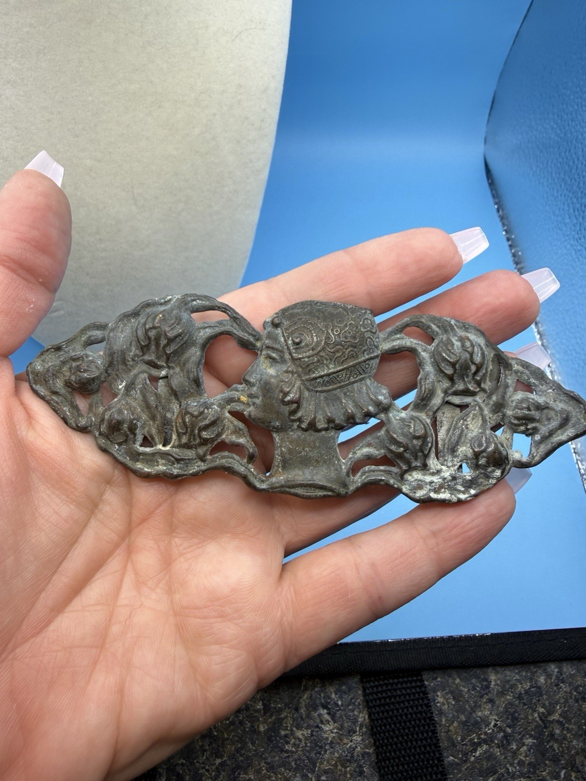 Vintage Art Nouveau Embossed Belt Buckle