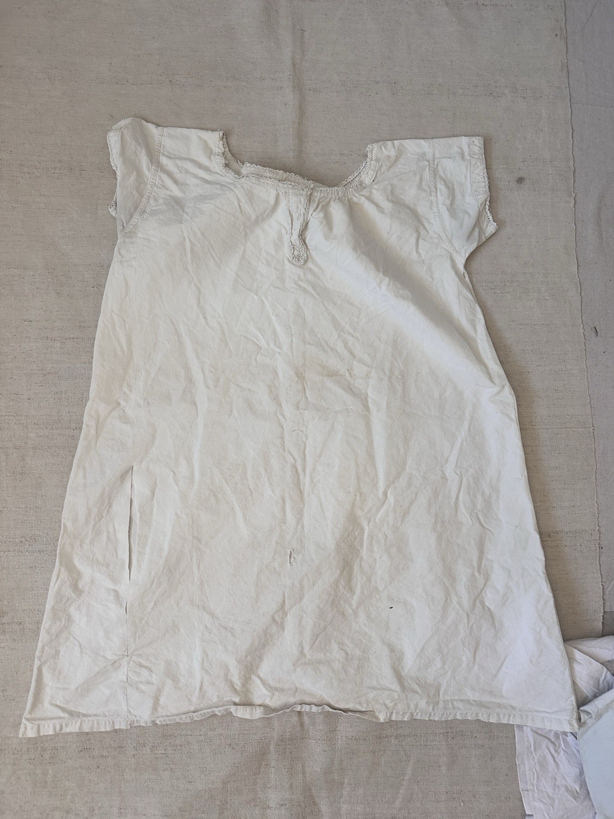 Lot Antique 1900s French Blouse Dress Vest White Cotton Resale Small Medium