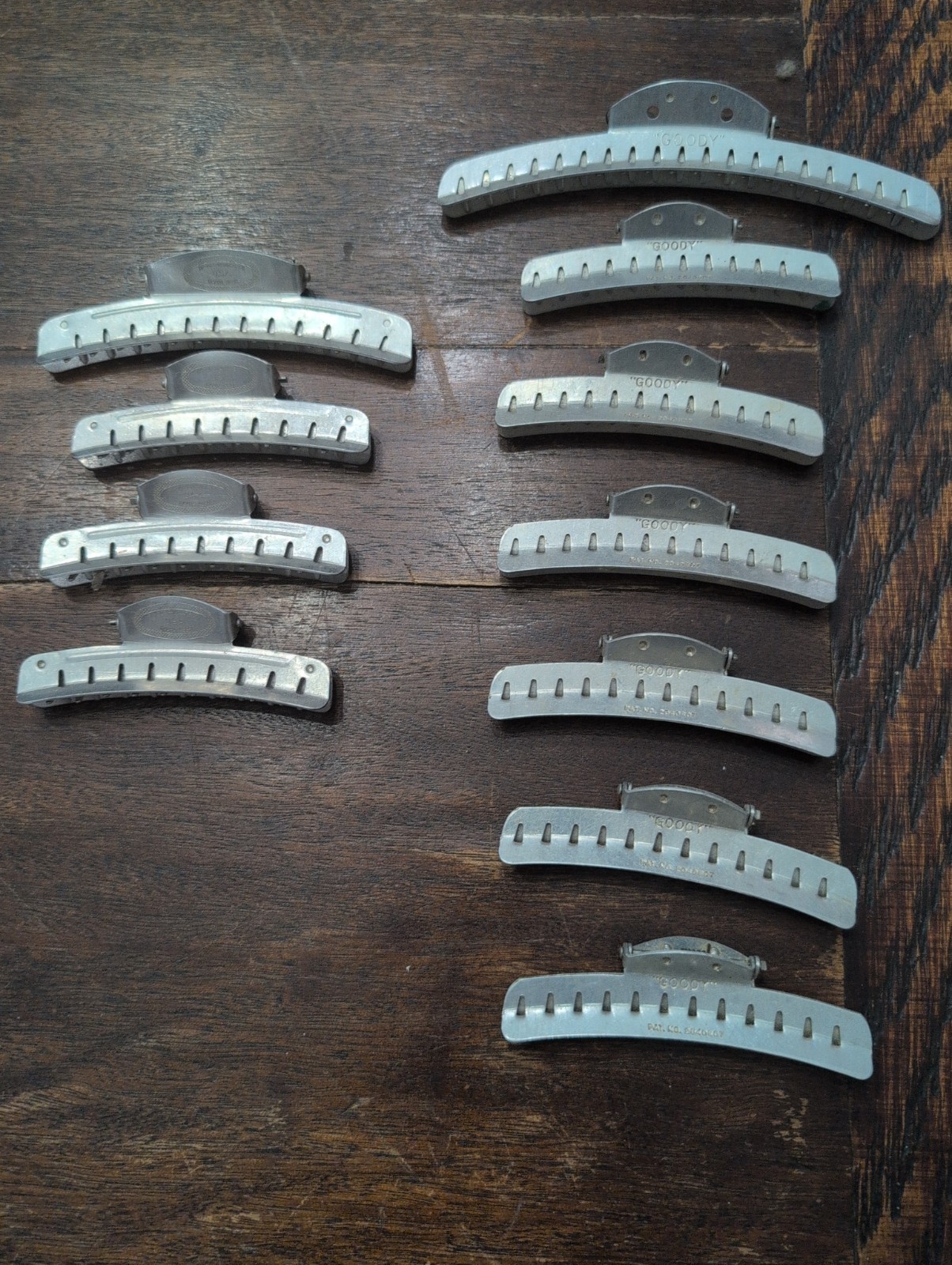 11pc Vintage Aluminum Metal Hair Clips by Tip-Top & Goody