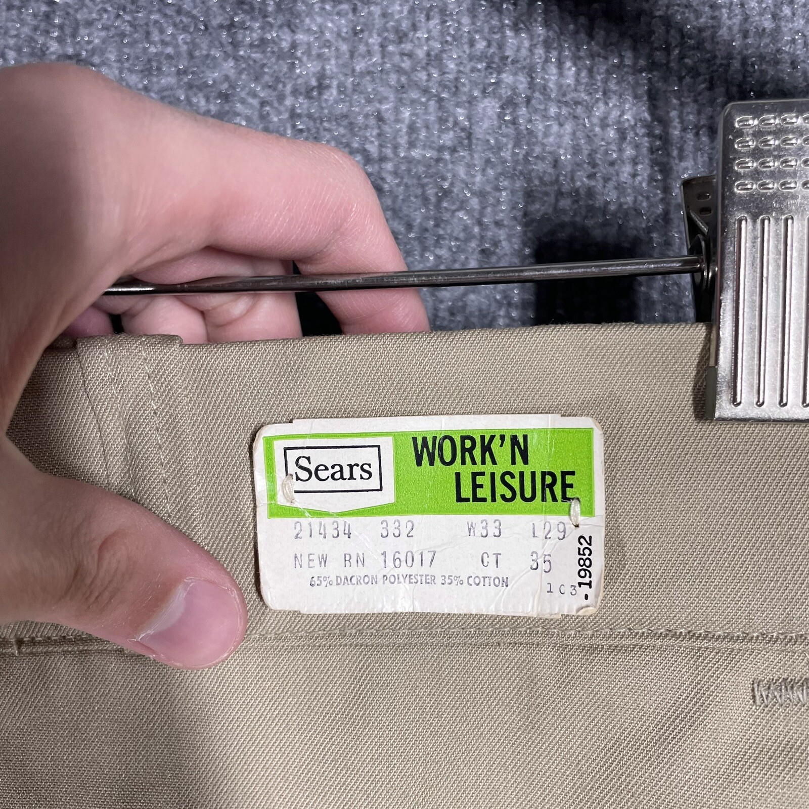 NOS VINTAGE 70s Sears Work Leisure Pants Regular Perma-Prest 33×28 Beige Khaki