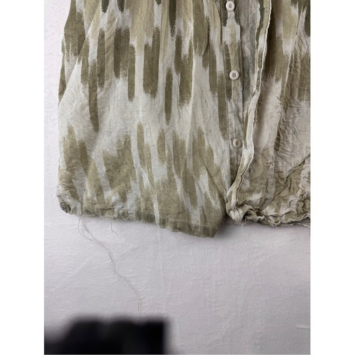Vintage Thrasher Men’s Silk Short Sleeve Button Up Shirt Olive Cream Grunge