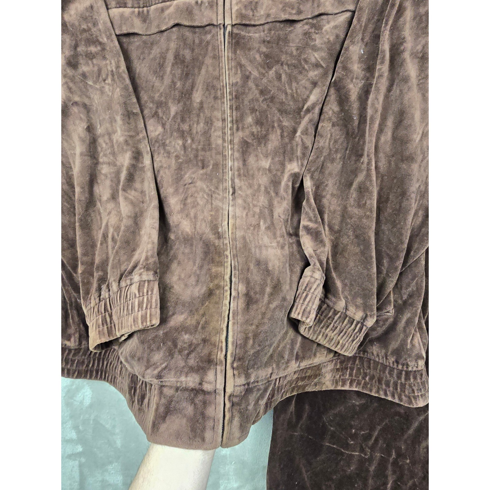 Vintage Southpole Velour Tracksuit Men 2XL Brown Full Zip Y2K Baggy Hip Hop Read