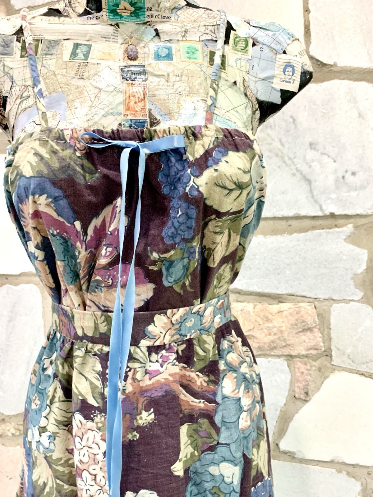Vintage Neusteters Floral Top And Skirt Combo Satin Ribbon High Waisted Small.