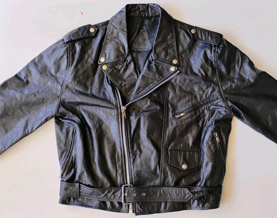 WARRIER VINTAGE SOFT BLACK LEATHER WOMEN’S BIKER JACKET SIZE LARGE MADE IN INDIA