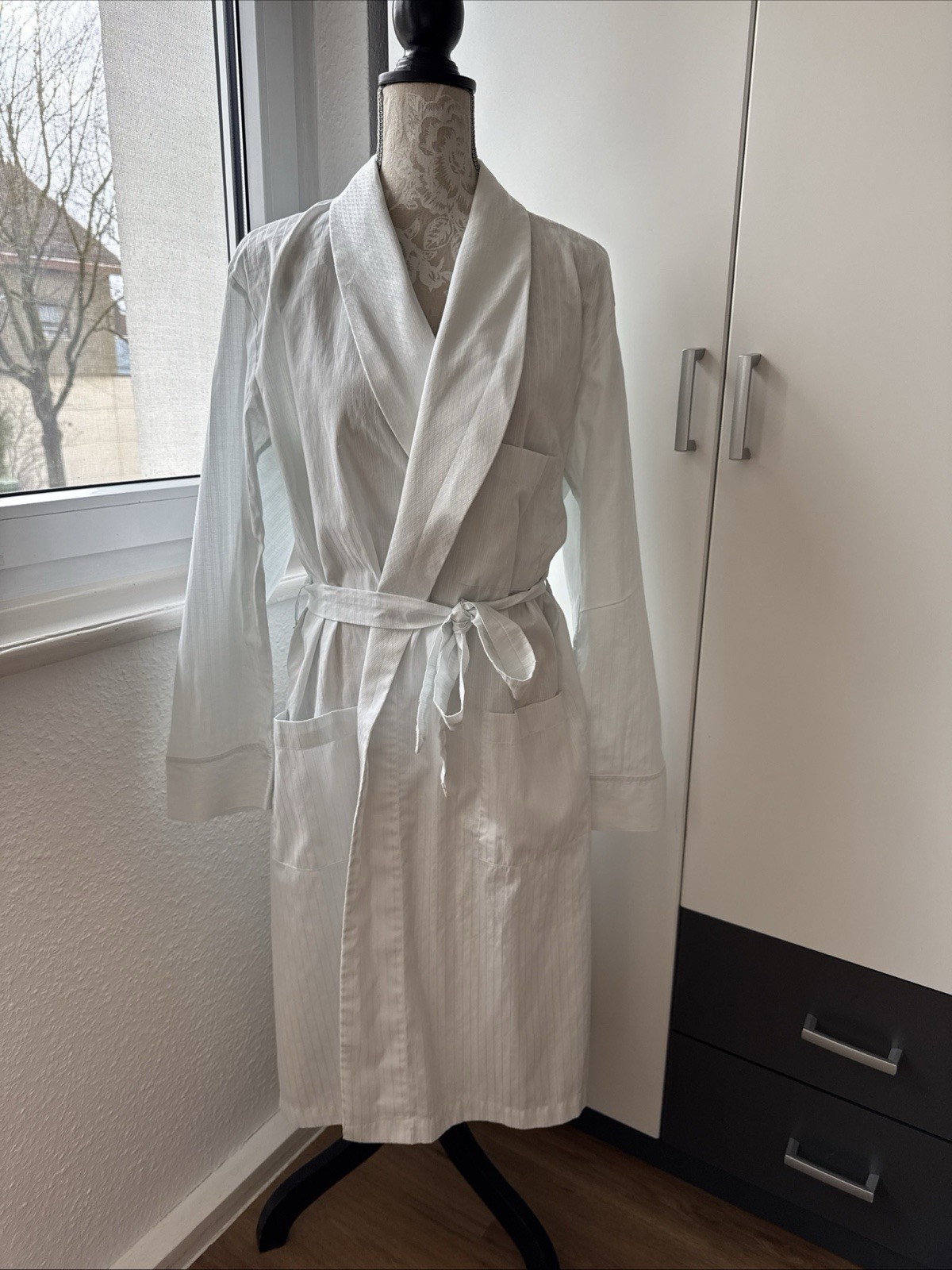 Vintage CAMICIA dressing gown / robe white 90s minimal unisex size 3 cotton