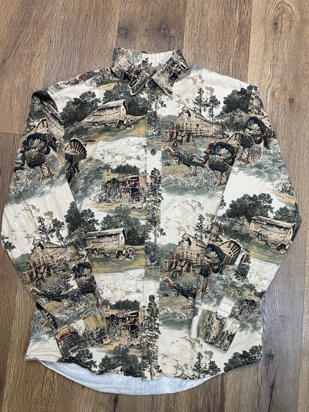 Vintage Red Head, Hunting, Turkey, Farming, Horse, Long Sleeve Shirt, Mens Small