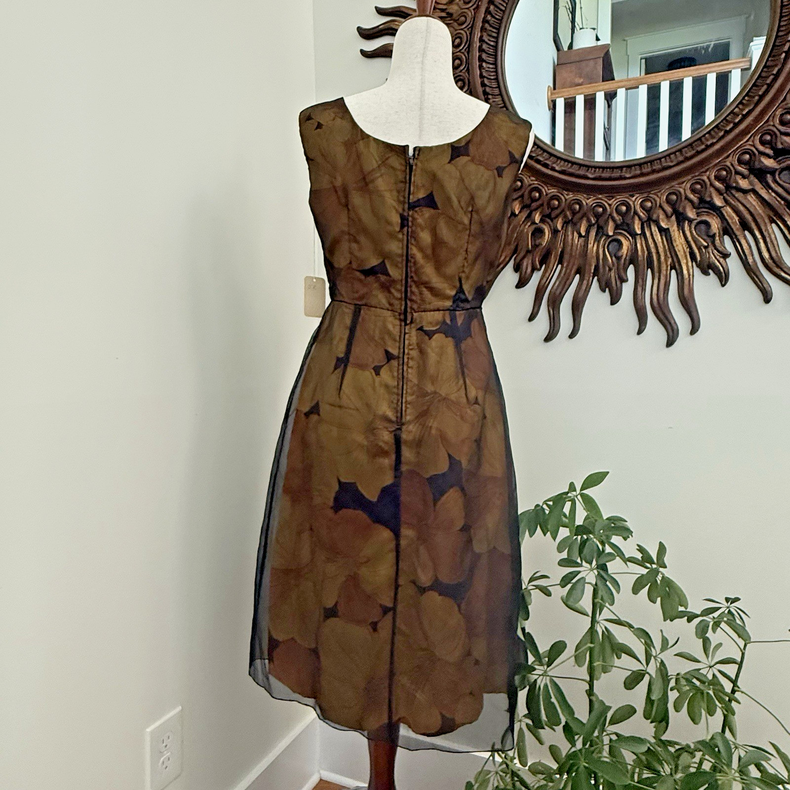 Vintage 90s Women’s Small Custom Floral Organza Overlay Cocktail Dress NWT