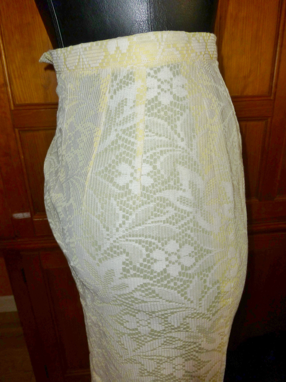 Vtg 60s 70s MOD pastel Lace Cocktail 2pc SET DRESS Pencil SKIRT BLOUSE TOP S