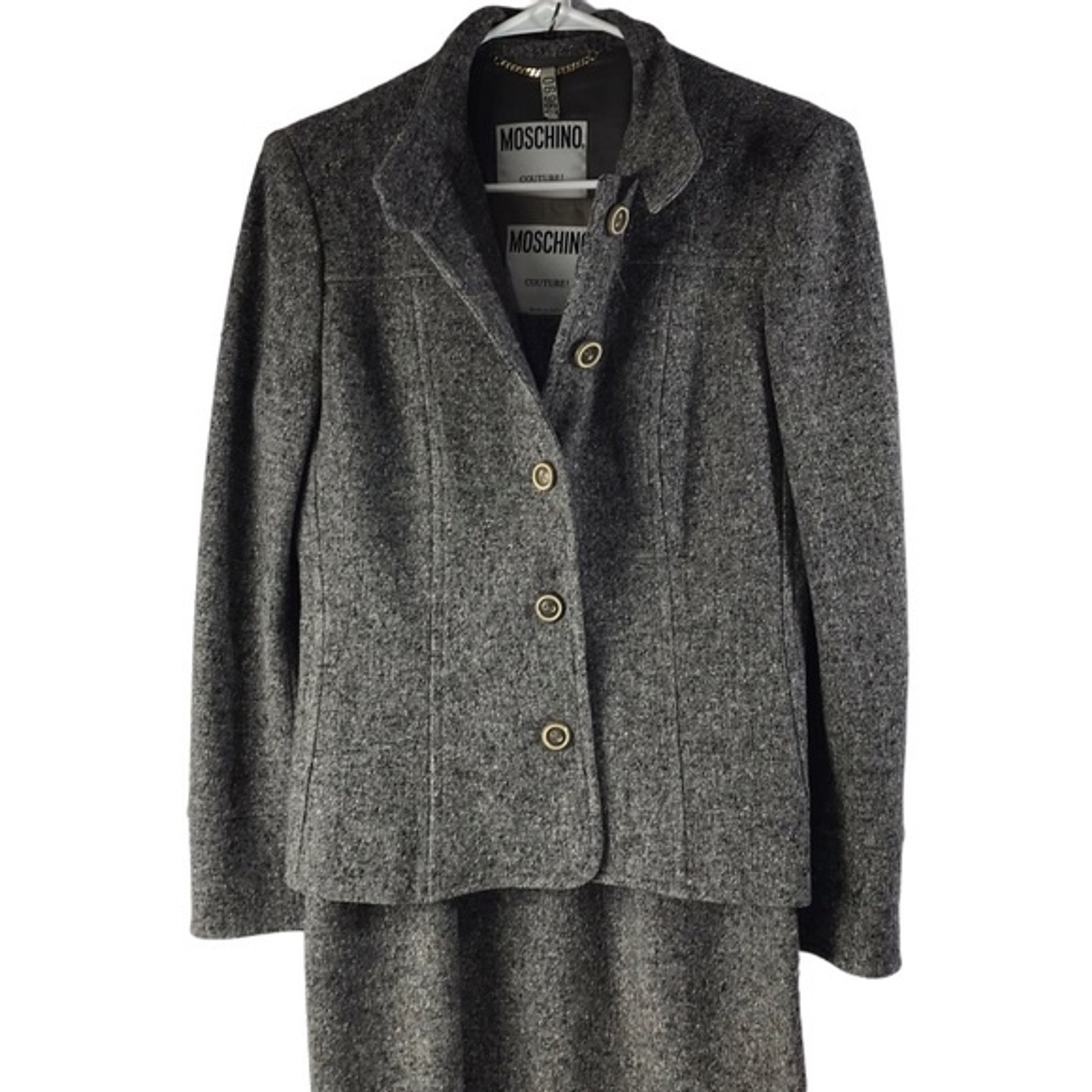 Vintage Moschino Couture Wool Silk Dress Blazer Jacket set size US 8
