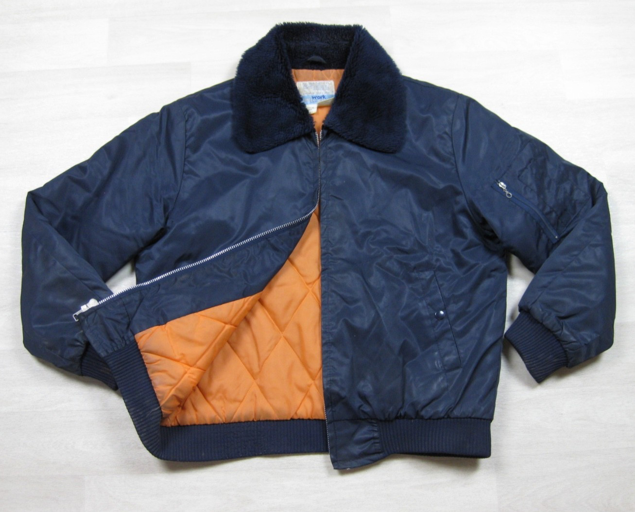 Vintage 70s Sears Work Leisure Bomber Jacket Men’s (L) Fur Collar Workwear