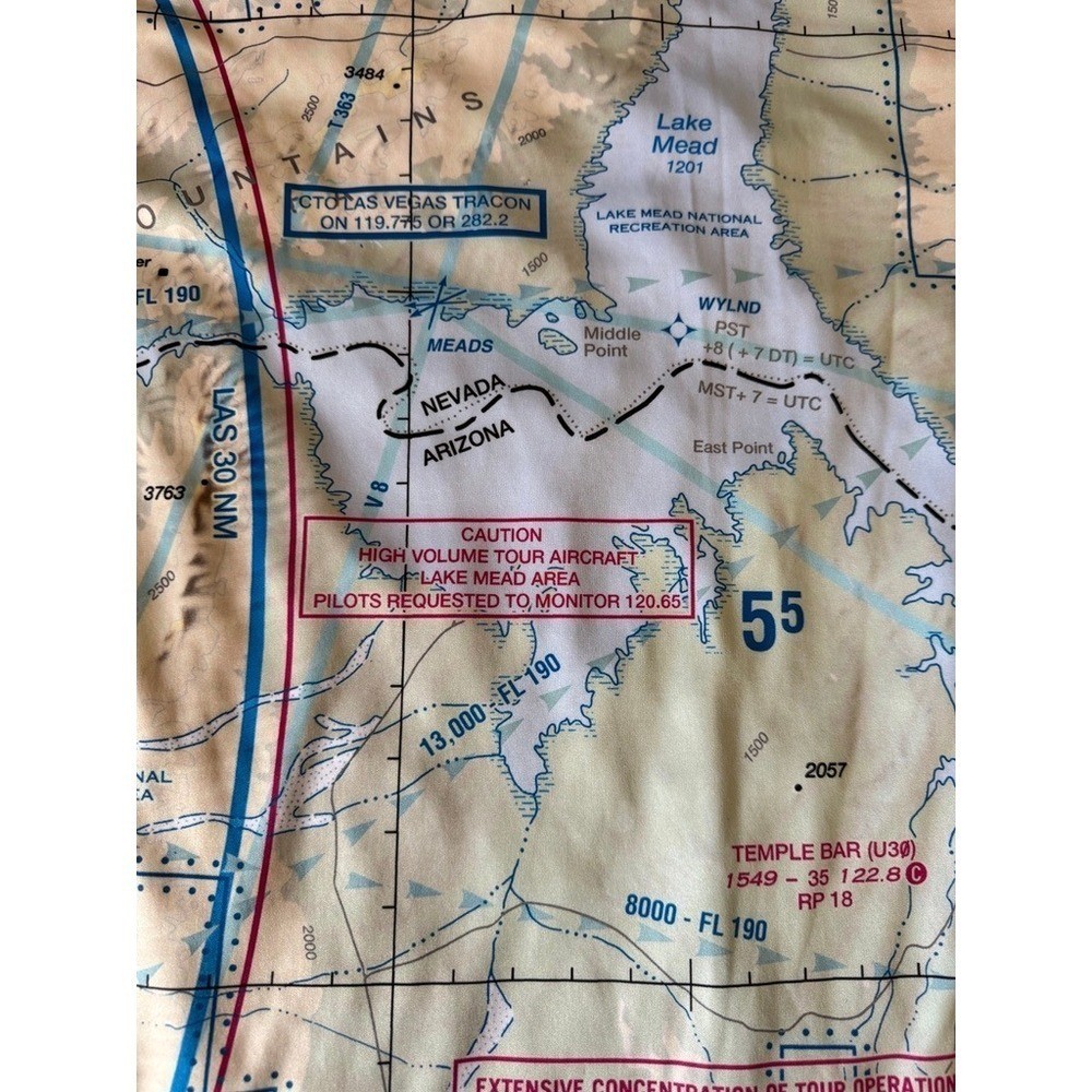 Mens Aviation Map Print Graphic T Shirt Large All Over Print Las Vegas Airway