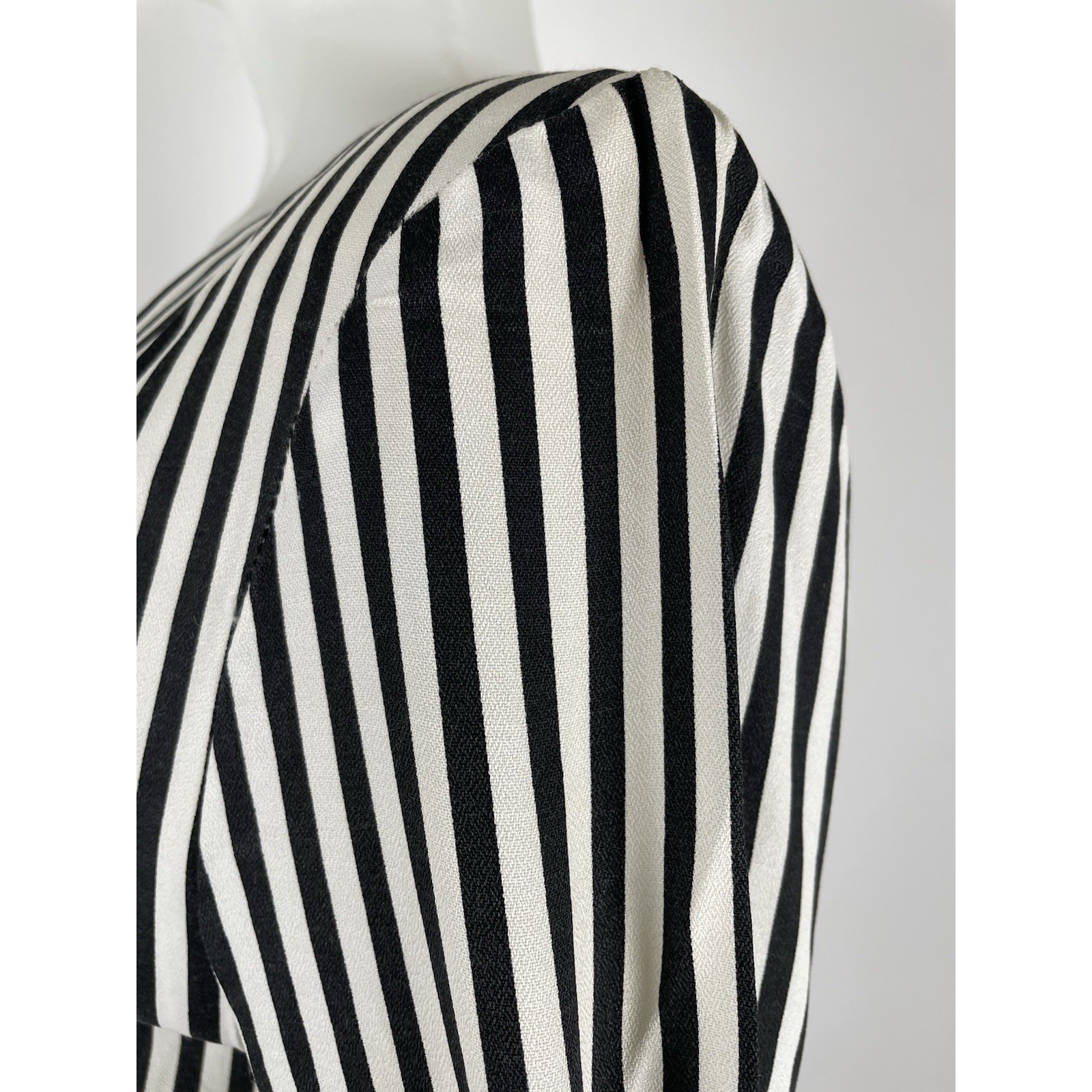 VTG 80s Dress Knapp Studio Dress Stripe Button Front Tie Back
