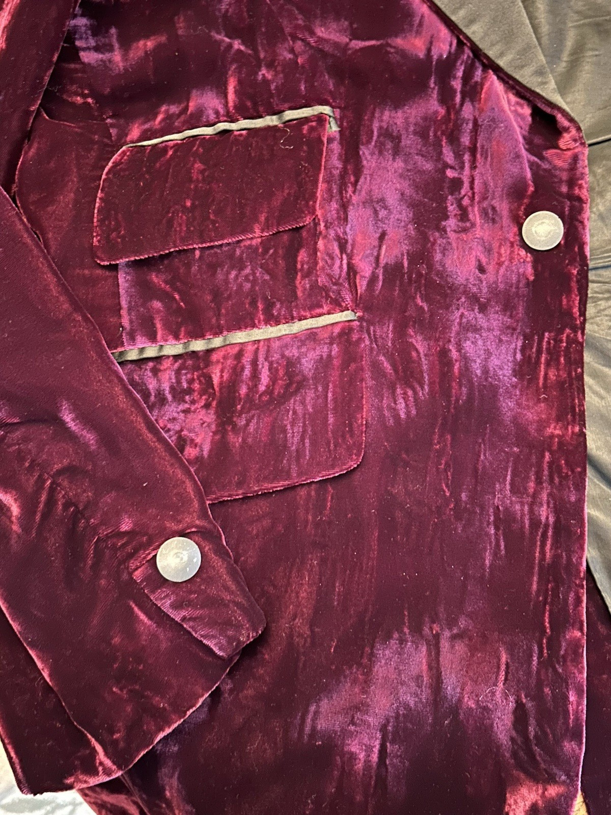 Men’s Vintage 70’s Burgundy Velvet Tuxedo Smoking Jacket 37 R Wide Collar WOW!