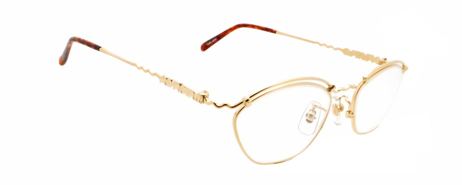 New Authentic renoma T28-9412 col 2A Japan 90s Vintage Gold Waves Eyeglasses NOS