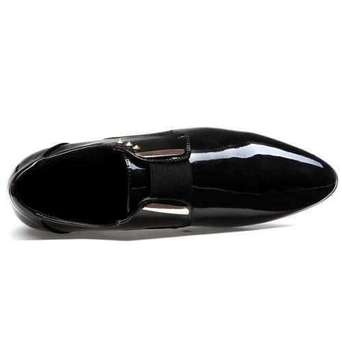 Men’s British High-Gloss Patent Leather Dress with Pointed Toe Banquet Shoes