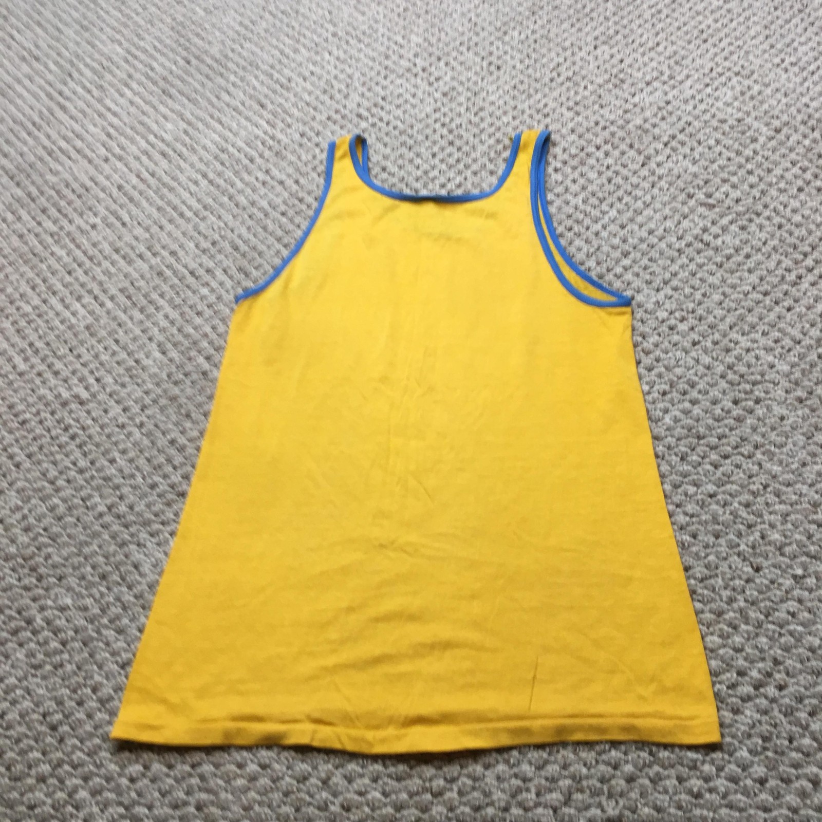 Vintage Jc Penney Tank Top Shirt Mens S/M Yellow Blue Ringer Towncraft 60s 70s