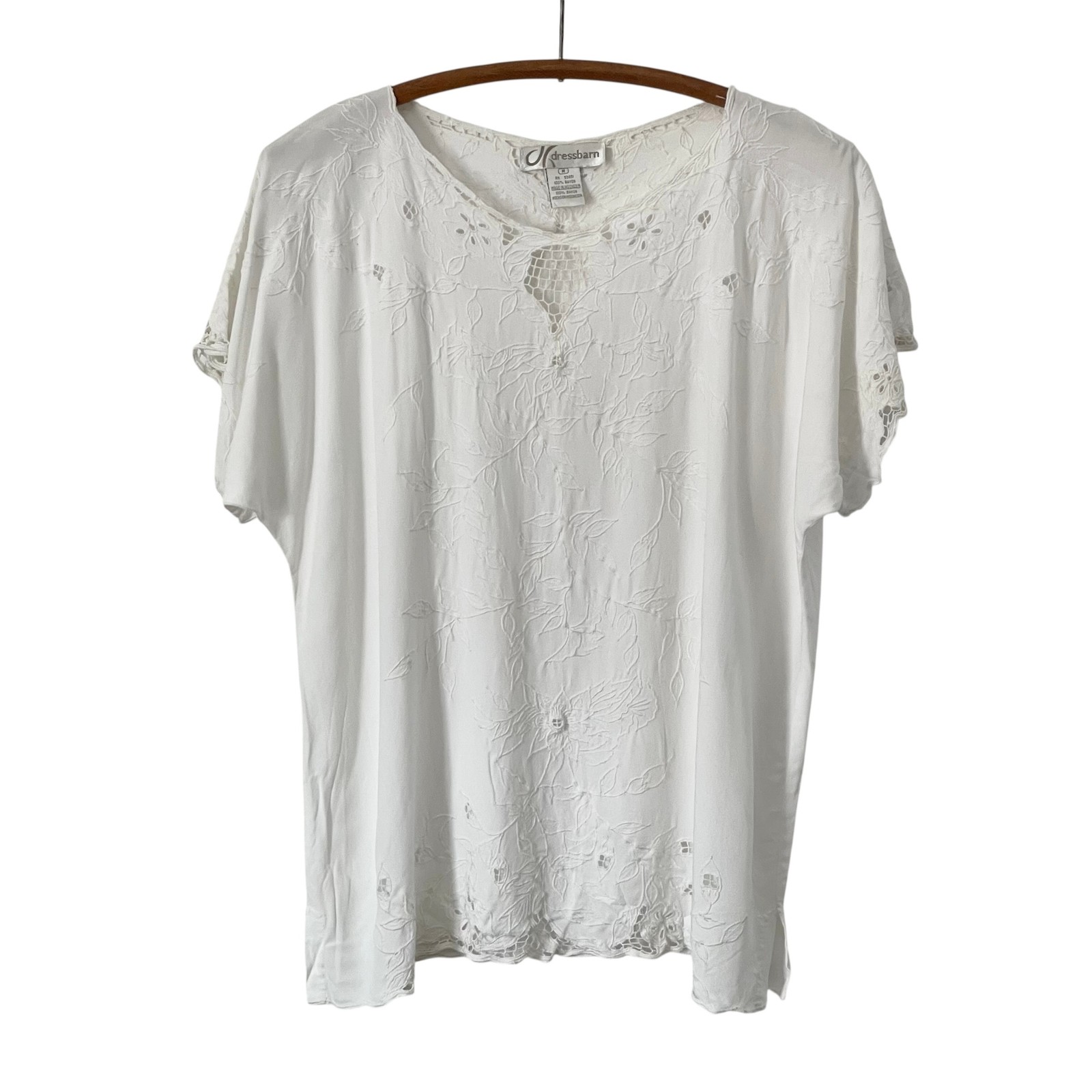 Vintage Dressbarn Bohemian White Blouse: 90s, Y2K