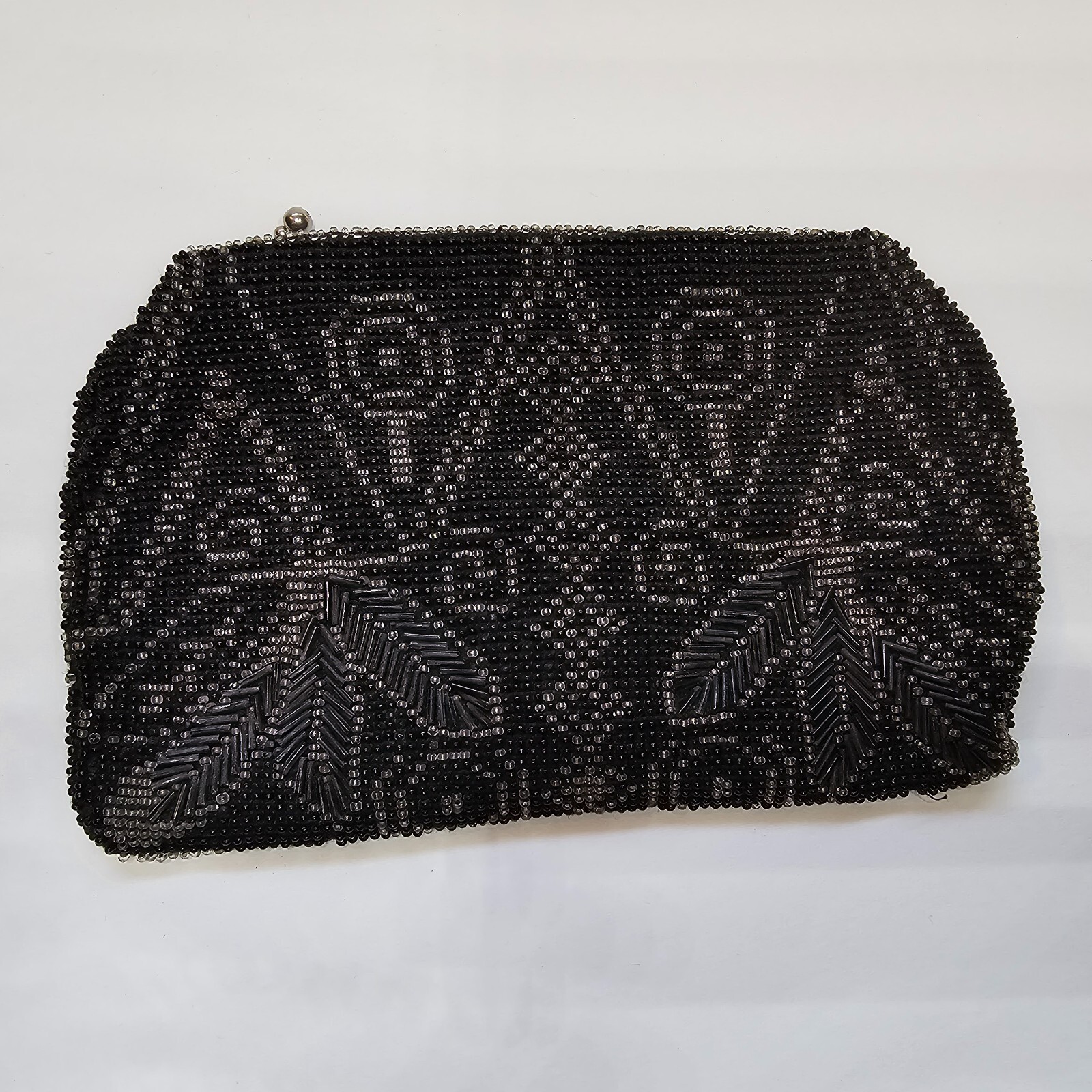 Czechoslovakia Beaded Purse Bag Glass Seed Beads Zippered Closure Vintage 1920s