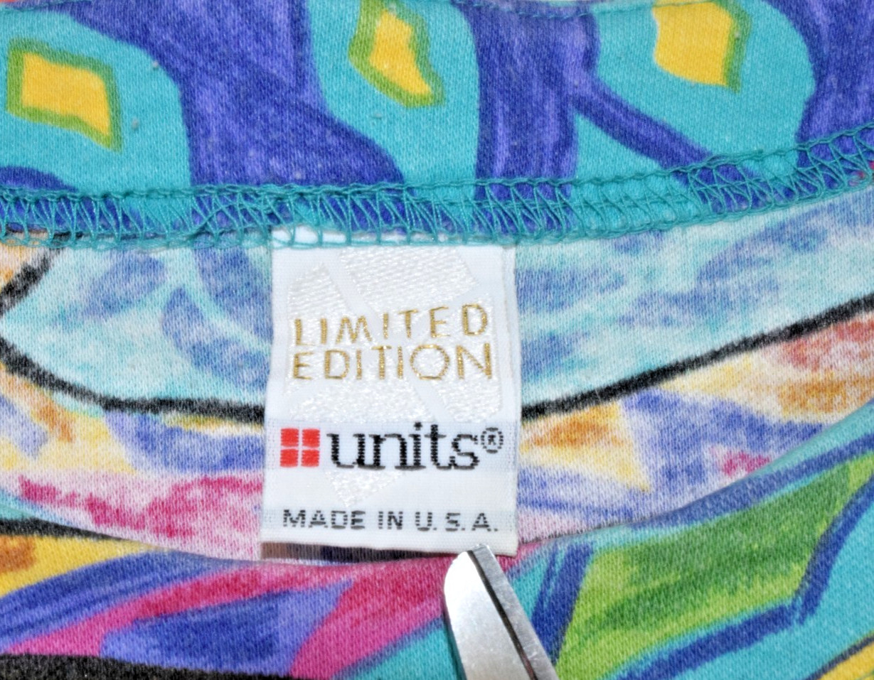 VTG Shirt Units Ltd. Ed. Size M/L 80s Colorful Patchwork Potted Plants Made USA