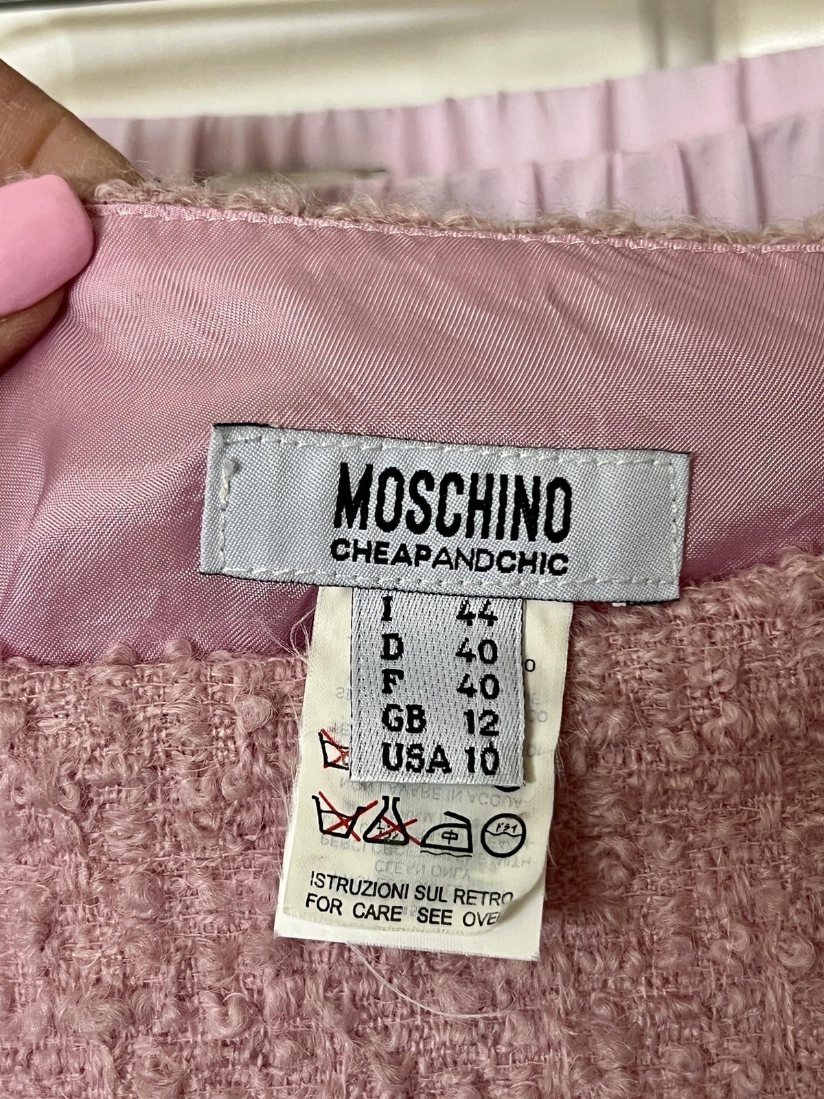 Vintage Moschino Pink & Black Bouclé Suit Size 10 Great Condition Worn Only Once