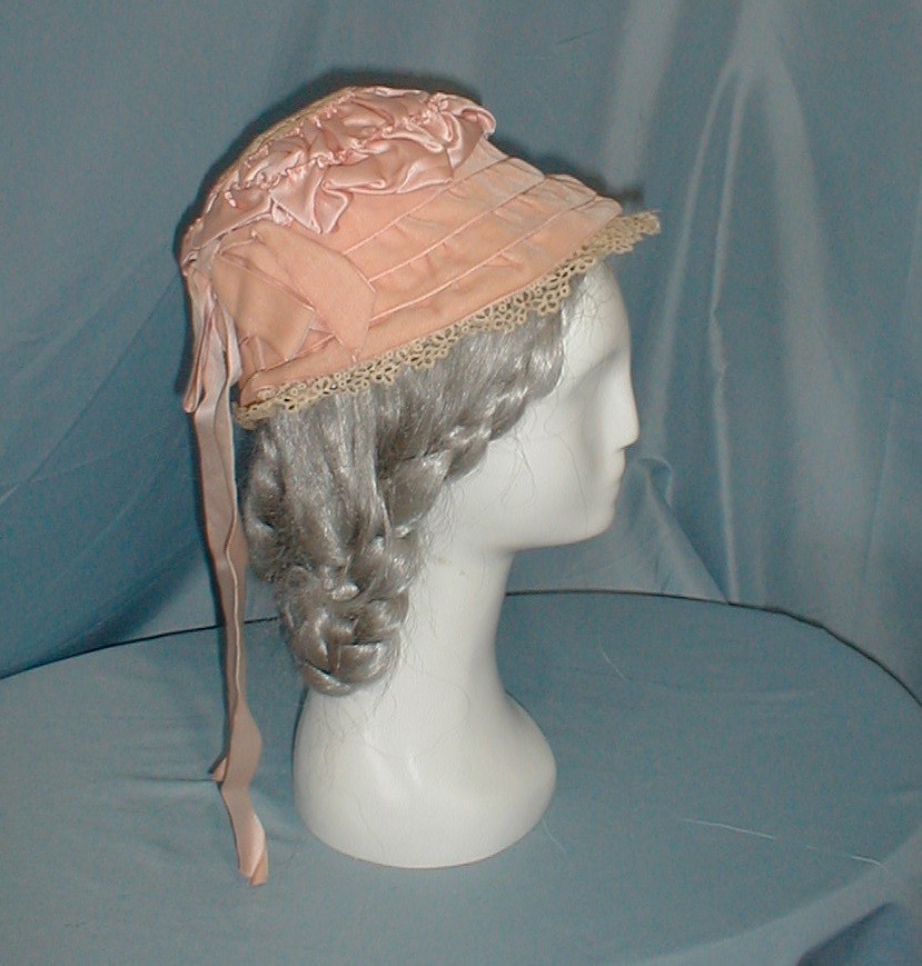 Enchanting Antique Hat Victorian 1880 Pink Satin & Velvet Lace and Floral Trims