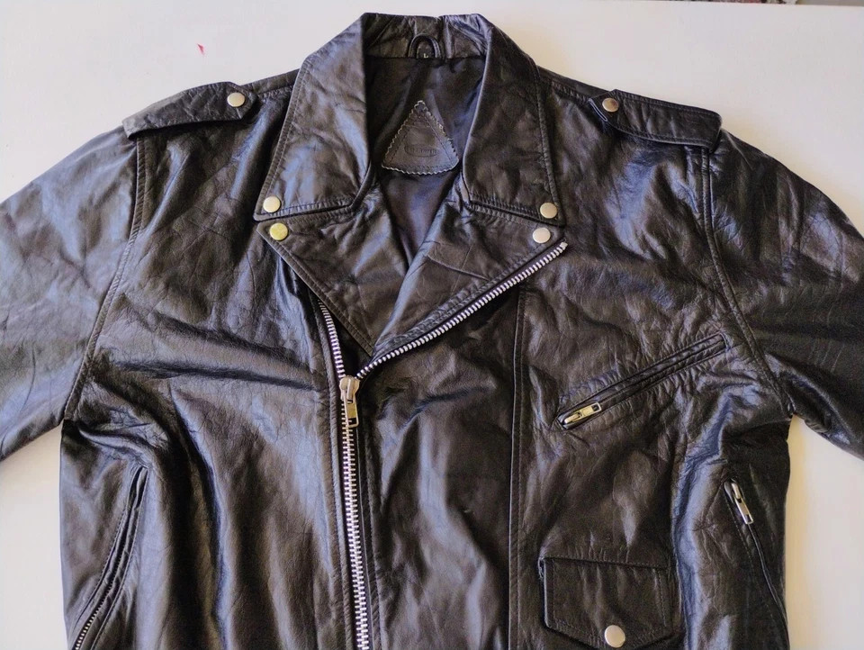 WARRIER VINTAGE SOFT BLACK LEATHER WOMEN’S BIKER JACKET SIZE LARGE MADE IN INDIA
