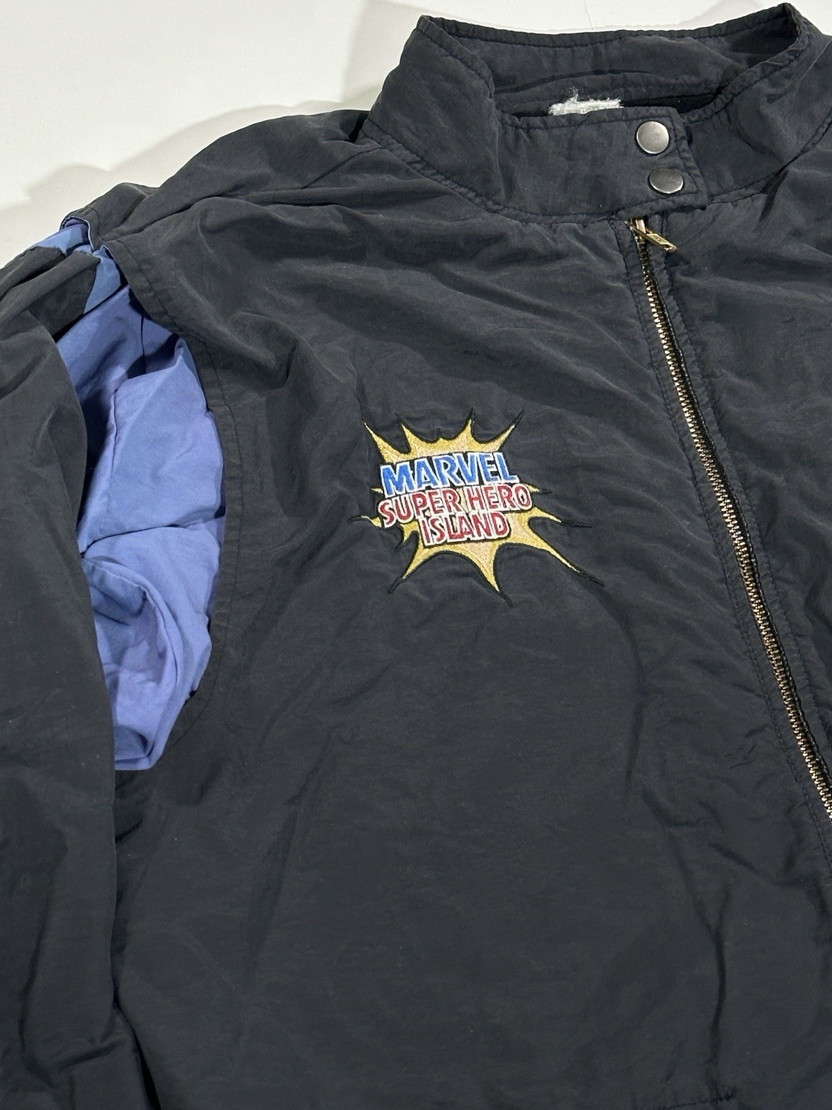 Vintage Universal Studios Marvel Super Hero Island Employee Jacket Size XL Rare
