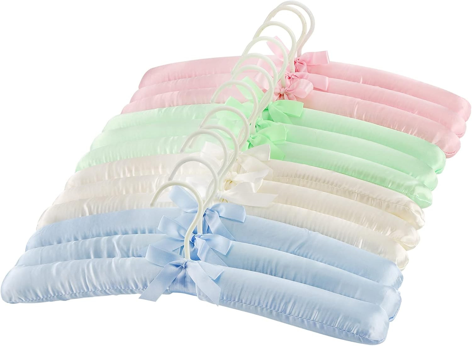 Non-Slip Satin Padded Hangers Collection Shirt/Blouse Hangers – Pink, Blue, Gree