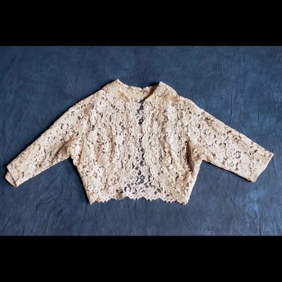 Off White Antique Lace Bed Jacket M