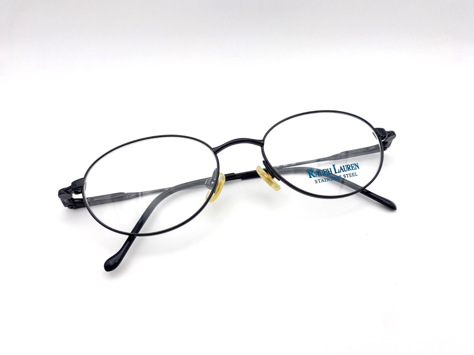 Vintage 1990s Ralph Lauren Black Stainless Steel Oval Eyeglasses | NOS Deadstock