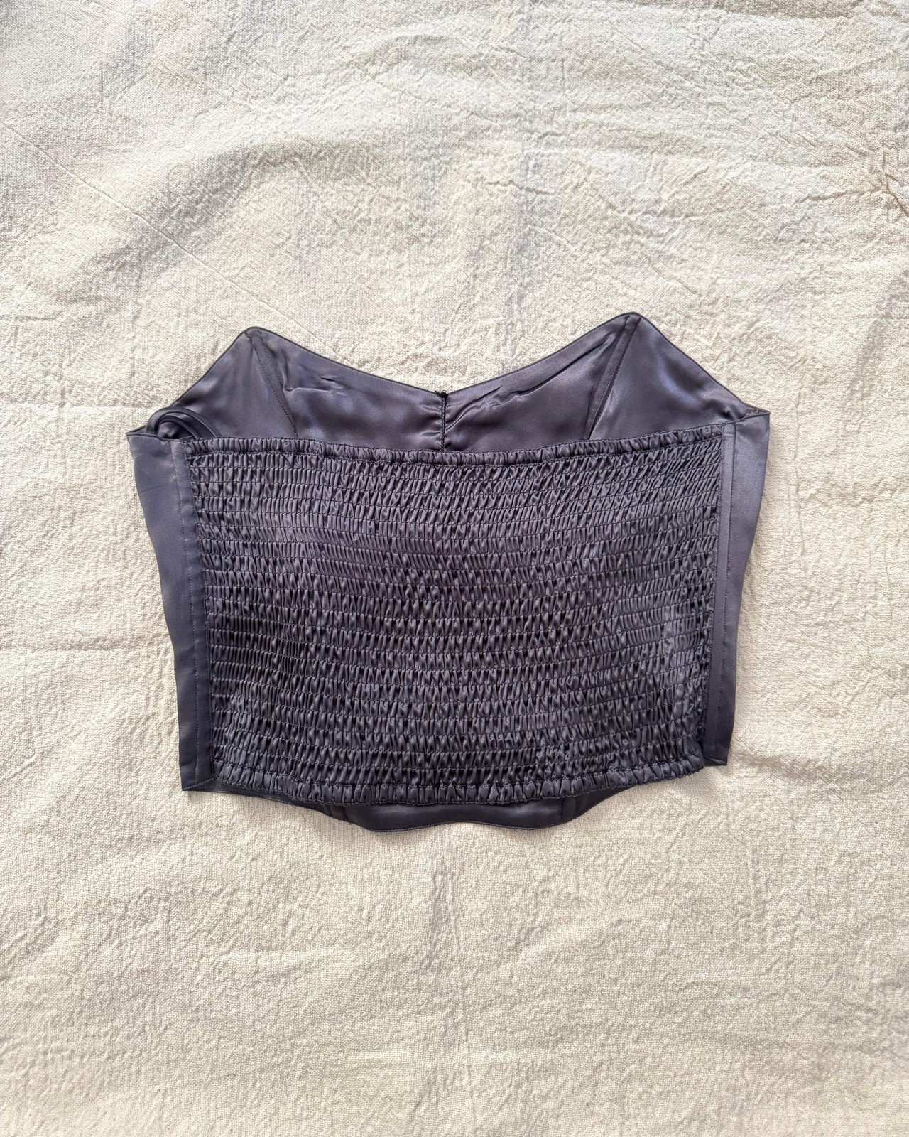 Vintage 70s Neiman Marcus Dusty Purple Silk Corset | Size Medium