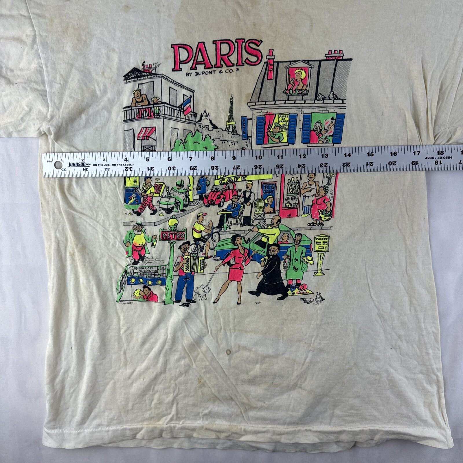 VTG Paris T Shirt Size Medium Single Stitch G. Henry By DuPont & Co