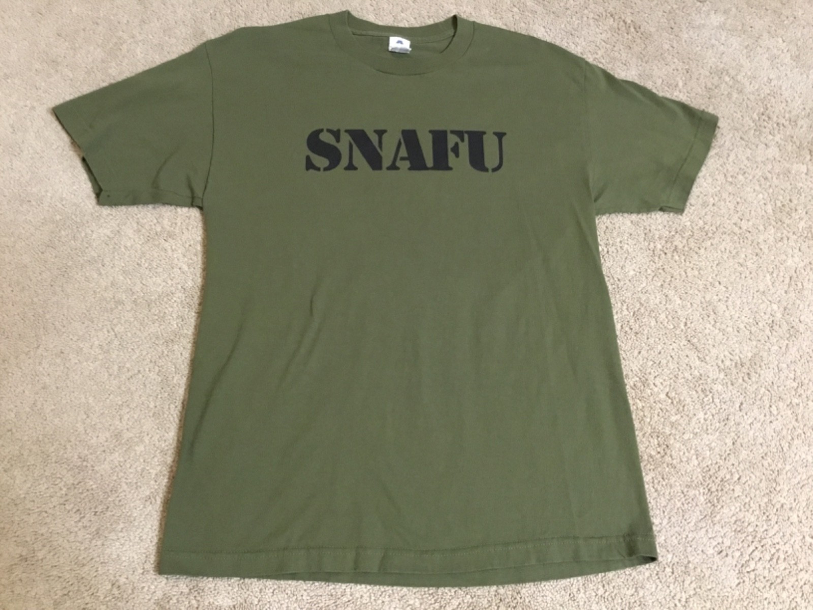 Vintage FUBAR ARMY Tee Grunt Style T-Shirt Men Sz L Military Green Spell Out