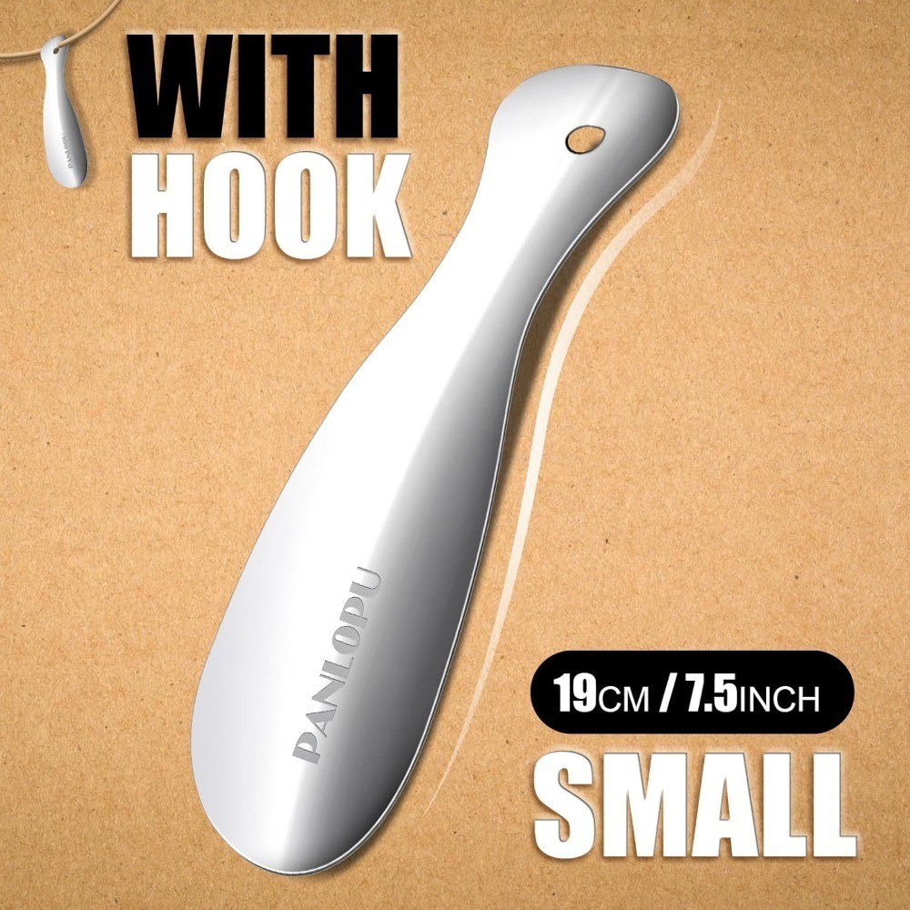 Portable Stainless Steel Shoe Horn 7.5 Inch Long Handle Fashion Travel Aid